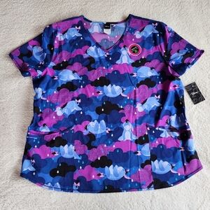 NWT Scrubstar Disney Winnie the Pooh Eeyore Rain Women’s Scrub Top, size 2XL 3XL